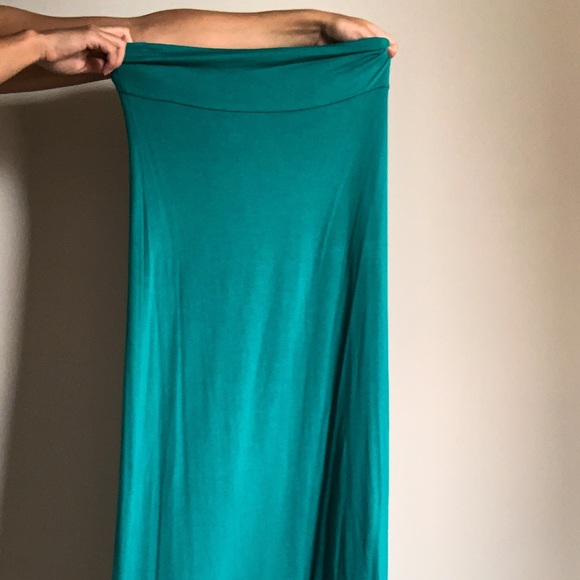 Teal cotton maxi skirt - Picture 2 of 2